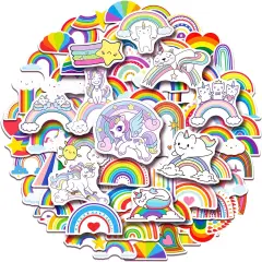100 Pack Rainbow Stickers, Rainbow Party Favors, Birthday Decorations