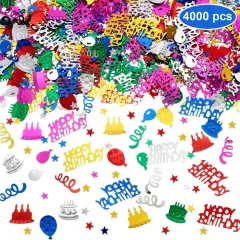 4000 Pieces Happy Birthday Confetti Multi-color Foil Confetti Decoration Scatters for Table Balloon Ribbon Cake Decoration Birthday Party Anniversary Wedding DIY Craft Supplies