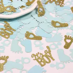 Gender Reveal Confetti - Gold and Blue for Baby Boy Shower Decorations, 250PCS for Gender Reveal and Table Decorations