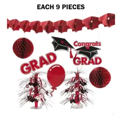 Graduation Party Decorating Kit - 9 Pc Red