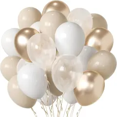 50 pcs White Gold and Beige Latex Balloons