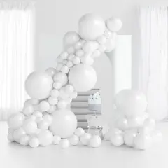 145pcs White Balloons Latex Balloons 18 12 10 5 Inch Party Balloon Kit Different Sizes for Birthday Party Wedding Balloon Graduation Baby Shower Decoration