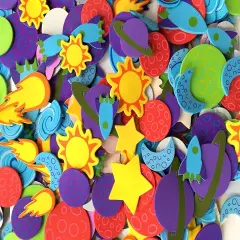 Self Adhesive Craft Stickers, Carnival, Planets, Farm Animals, Princess Themed Stickers (500 Piece Party Packs) (Planets)