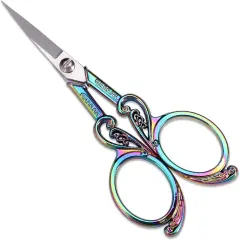 Detail Embroidery Scissors &ndash; Small Sharp Pointed Tip Shears for Sewing, Craft, Artwork, Needlework Yarn, Thread Snips, Handicraft DIY Tool, 4.5in Rainbow Vintage Style