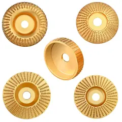 Angle Grinder Woodcarving Disc Set,Five Pcs Wood Carve Kit, 4" or 4" 1/2 with 5/8" Arbor for Angle Grinder, Wood Shaping Wheel, Stump Grinding Tools for Cutting,Grinding,Carving (5 PCS Carving Disc Set)