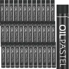 36 Pcs Soft Oil Pastels Bulk Artists Oil Crayons Single Color Creamy Pastels for Art Painting Drawing Blending for Back to School First Day of School Kids Students Artists (Black)