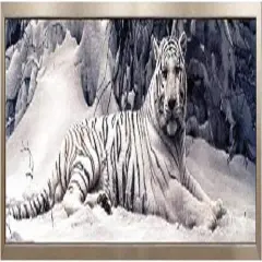 DIY 5D Large Resin Beads Painting by Numbers Kits Crystal Rhinestone Embroidery Paintings Pictures Arts Craft for Home Wall Decor Partial Drill White Tiger Paint (58.7.x14.9inches)