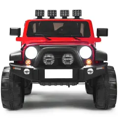 2-Seat Ride-On Car Truck with Remote Control, LED Lights, Music and Safety Features Red