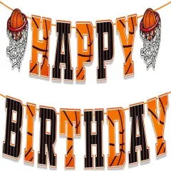 Basketball Birthday Banner Happy Birthday Basketball Banner Basketball Birthday Decorations Basketball Party Banner for Kids Teenagers Boys Men