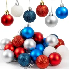 Memorial Day Decorations 4th of July Ornaments for Tree - 24pcs Red White Blue Decorations Patriotic Ornaments Hanging Balls