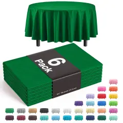 Exquisite Disposable Round Plastic Tablecloths &ndash; 6 Pack 84" Disposable Table Cloths &ndash; Indoor/Outdoor Party Tablecloth &ndash; Round Plastic Table Cover for Events & Party Supplies Emerald Green