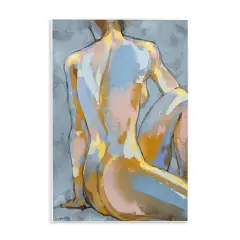 Stupell Industries Modern Blue Brushed Sitting Nude Wall Plaque Design By Trevor Copenhaver