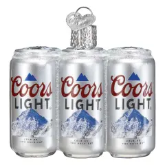 Old World Christmas 2.25 In Coors Light Six Pack Christmas Tree Ornament , Ornament Beer Can Silver