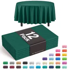 Exquisite Disposable Round Plastic Tablecloths &ndash; 12 Pack 84" Disposable Table Cloths &ndash; Indoor/Outdoor Party Tablecloth &ndash; Round Plastic Table Cover for Events & Party Supplies Dark Green