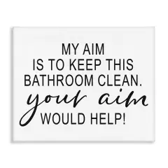 Stupell Industries Bathroom Aim Humorous Typography Washroom Signage Canvas Design By Lettered and Lined