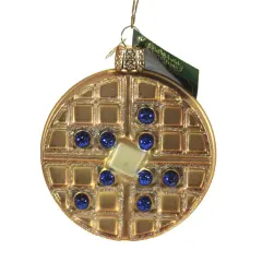 Old World Christmas 3.25 In Waffle Tree Ornament , Blueberry Butter Syrup Gold
