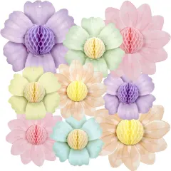 9 PCS 10 Inches Summer Flowers Honeycomb Balls Decorations