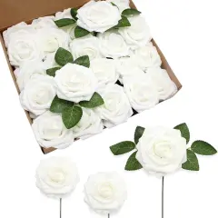 25pcs Real Looking Fake Roses Bouquets