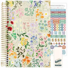 bloom daily planners 2025-26 Academic Planner, Hard Cover, 5.5" x 8.25", Garden Party, Beige