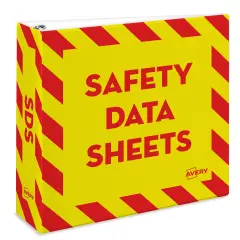 Avery Heavy-Duty Industrial SDS Binder, 3" One-Touch Rings, 670-Sheet Capacity, Yellow/Red Border (18952)
