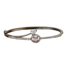 Cz Delicate Kada with Black Rose Plating Adjustable Bracelet Bangle Attract Bracelet Indian Jewelry for Women Designer Inspired Vintage Jewelry Everyday Jewelry Gift for Her Pink