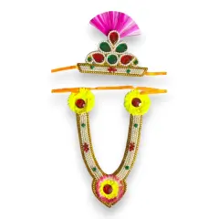 Jewelry Set for Janmashtami Ganesh Chaturthi Celebration Makhan Chor Kanha Jewelry Set Ganesha/krishna Leela Accessories - Mukut Necklace Red Green