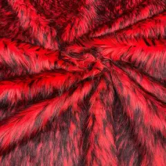 1 Yard Two Tone Husky Faux Fur Fabric Soft High Pile for Blankets Decor Costumes 58-60 inches Width Red-Black