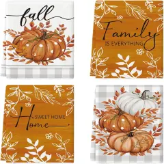 Orange Buffalo Plaid Dish Towels