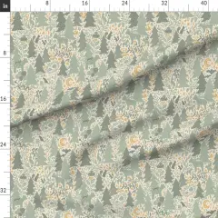 Various Fabrics by the Yard or Fat Quarter Woodland Babies Forest Animals Tan Green Gold Medium Sage Beige Custom Printed Fabric by Spoonflower 18032135