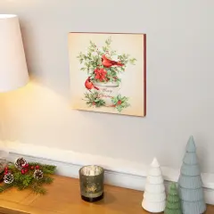 Northlight Cardinals Merry Christmas Wall Art- 11.75" x 11.75" Beige