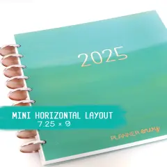 2025 Planner - Mini Horizontal Layout, Disc Bound - "Teal Strokes" (#1002)