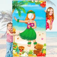 Hawaiian Photo Door Banner, Luau Party Decorations, Large 65&times;39 inches Tiki Luau Photo Props, Aloha Tiki Banner for Party Hawaiian Door Banner, Party Supplies for Tropical Beach