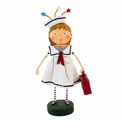 Lori Mitchell 7.0 Inch Bon Voyage Patriotic Figurine , Lightweight Summer Decor Sailor Dress Travel Vacation White