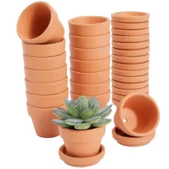 1.9 in 16-Pack Small Terra Cotta Mini Pots with Saucers and Drainage Hole, Paintable Pottery for Succulents, Plants, Flowers, Cactus, Garden Nursery, and Wedding Decor