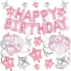 55 Pcs Happy Birthday Balloons - Pink