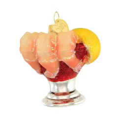 Old World Christmas 2.0 Inch Shrimp Cocktail Christmas Tree Ornament , Appetizer Fruit Of The Sea Red