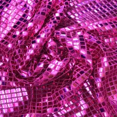 1 Yard Shiny Fuchsia Square Foil Sequin Mesh Fabric For Dance Costumes Crafts Backdrops 42&Prime; Wide