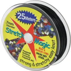Stretch MagicStretch Magic Bead & Jewelry Cord - Strong & Stretchy, Easy to Knot - Black Color - 0.7mm diameter - 25-meter (82 ft) spool - Elastic String for making beaded