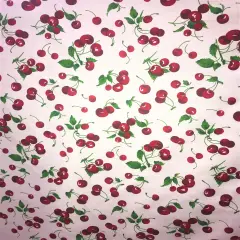 1 Yard White Cherry Patterned Poly Cotton fabric 59/60 Inch Width