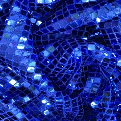 1 Yard Royal Blue Square Foil Sequin Mesh Fabric For Costumes Decor Crafts 42&Prime; Wide