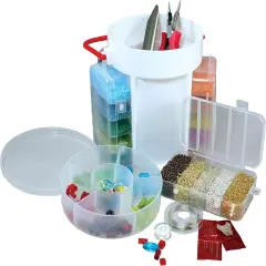 The Beadsmith Portable Bead Caddy - Bead Set w/Jewelry Making Supplies, Includes 1000+ gm of Seed Beads Plus Accessories & Storage