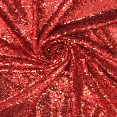1 Yard Sparkling Red Glitz Sequin Fabric 52/54 Inches Wide