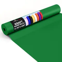 Kraft Paper Roll 17.75" X 1320" (110' Ft) Colored Paper Roll - Packing Paper Roll - Craft Supplies - Kraft Wrapping Paper Perfect as Shipping Paper Craft Paper Roll by Crown Display Green