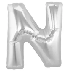 LETTER N FOIL GIANT BALLOON Metallic Silver