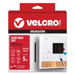 Velcro Sticky Back Fasteners - Black, 3/4" x 15 ft, Tape Roll