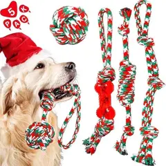 Christmas Dog Rope Toys &ndash; 5-Pack for Tough Chewers
