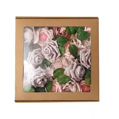 Pink Foam Peonies Roses White Silk Daisies Hydrangeas FAUX FLOWER BOX Party