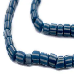 The Bead Chest Java Gooseberry Beads - Full Strand of Striped Glass Beads (Blue, 4mm)