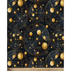 Astronomy Solar System Digital Cotton Print Fabric | By the Yard | Sewing and Crafting | 44 inches wide
