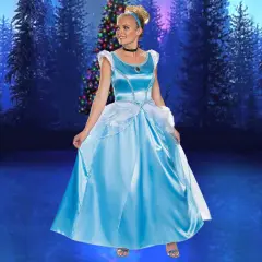 Womens Deluxe Cinderella Costume With Pale Blue Gown And Choker Necklace Women&rsquo;s Extra Large Fits US Sizes 14-16